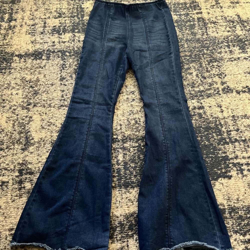 No Boundaries Women’s Blue Flare Jean Leggings (M 7-9)
